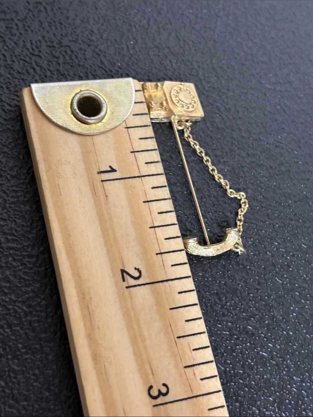 Vintage Avon Gold Telephone Tie Pin with Chain
